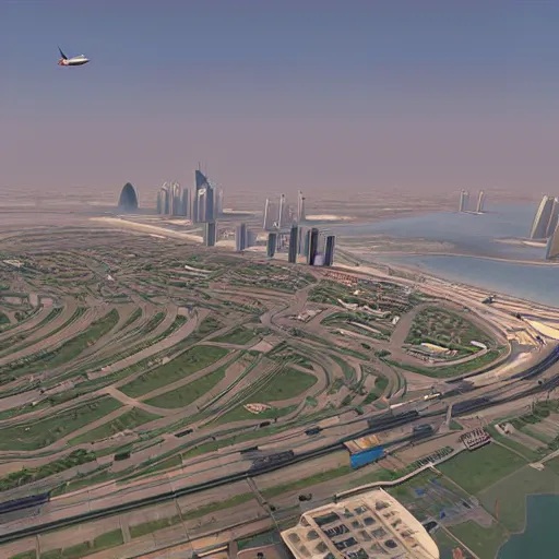 Image similar to gta : dubai, by albert aublet