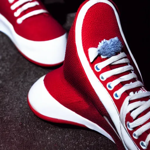 Image similar to sonic the hedgehog holding up foot wearing red shoe, mouldy stinky sweaty dank moist backlit rim lighting professional foot photography