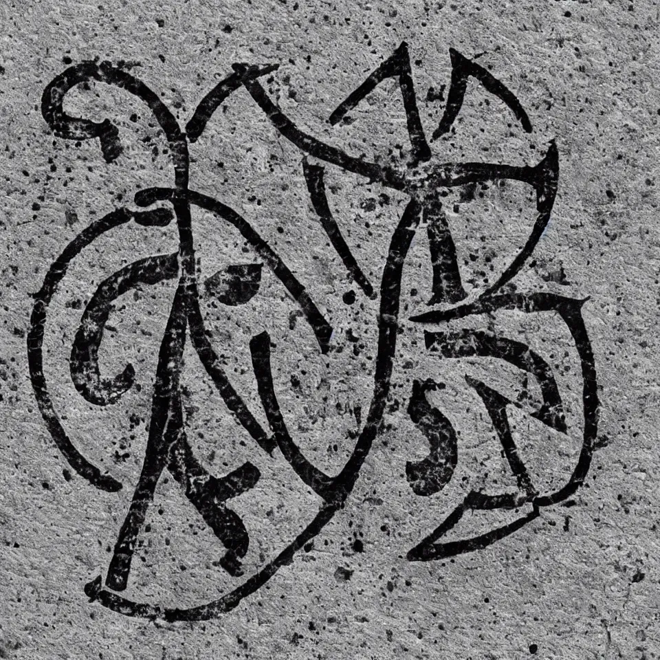 Image similar to ancient logo for the word ersatz, black and white