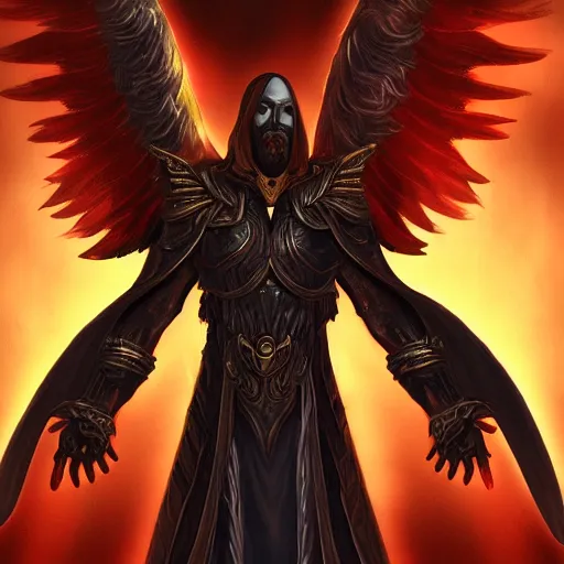 Prompt: archangel auriel from diablo, faceless, face is not visible, digital art