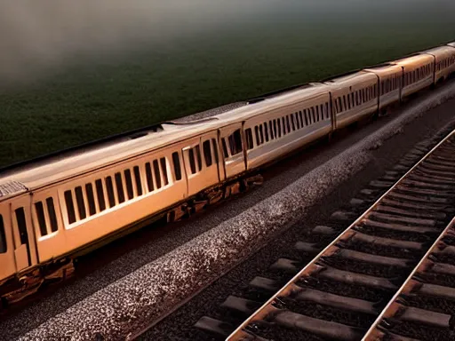 Prompt: man stops train and throws rocks to cars in the highway, dramatic lighting, 3 d render, photorealism, unreal engine, art by michael whelan and chris moore and howard david johnson and tim white and dan giancola