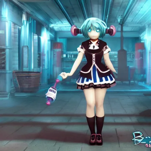 Image similar to hatsune miku from bioshock infinite