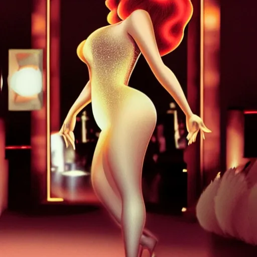 Image similar to jessica rabbit dancing in the spotlight