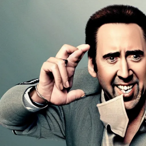 Image similar to nic cage but he is playing the hamburgler, movie still, hd digital photography