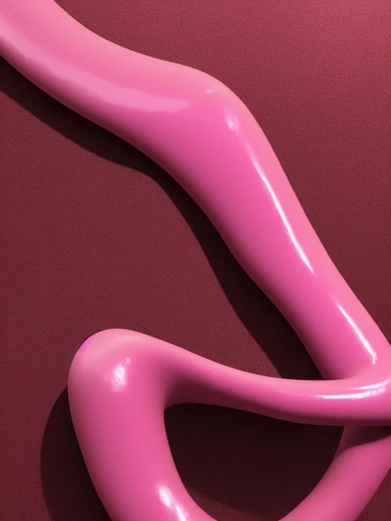 Image similar to a 3d primitive tube shape, texture-mapped with pink human skin, glossy, straight smooth vertical , highly realistic, Surface Painter, hyper-real, 4k, Octane render
