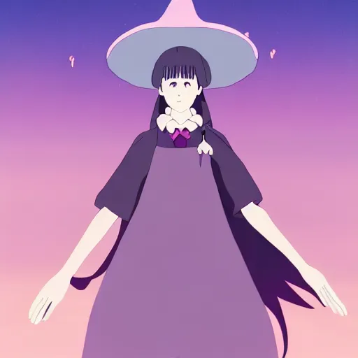 Image similar to a young women witch with a pastel aesthetic, studio ghibli, character design, fantasy, 8 k resolution