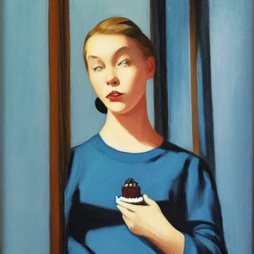 Prompt: shirt with cupcake drawn by edward hopper