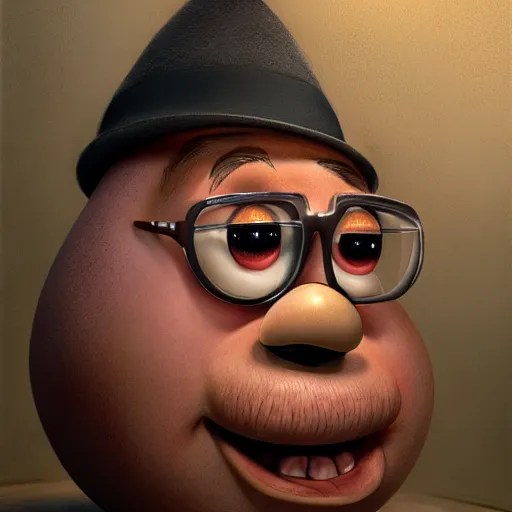 Image similar to teteaclaquestv mr potato head caricature, artgem, digital painting, color painting, hyperrealistic, concept art, oil painting, masterpiece, concept art, trending on deviantart, realistic and detailed face, highly detailed, high quality, 8 k, soft lighting, fancy colors, fantasy, cinematic, high coherence