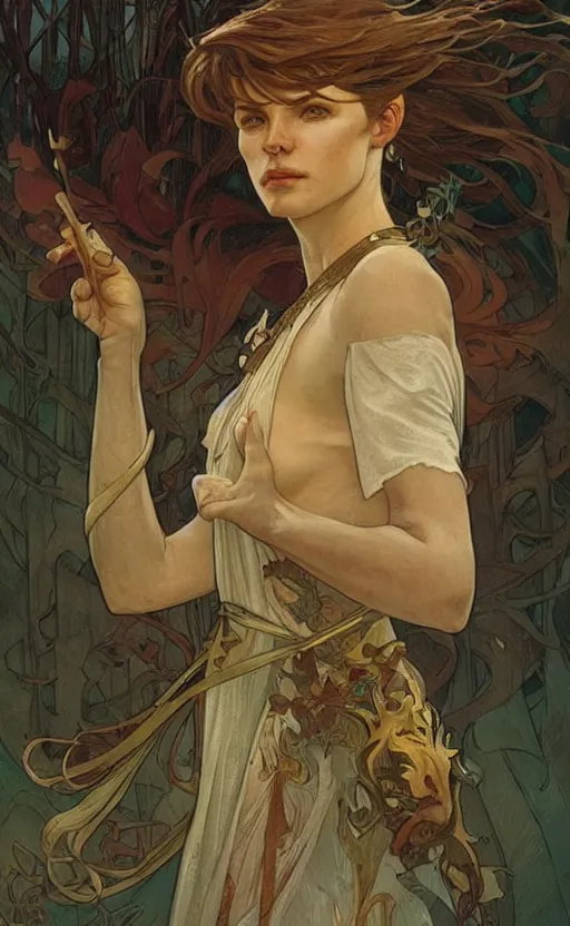 Image similar to the fool, nimostar tarot, concept art, smooth, sharp focus, illustration, art by artgerm and greg rutkowski and alphonse mucha