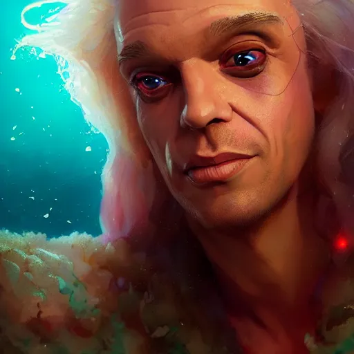 Image similar to portrait of doc brown as arielle the mermaid, disney animation, sharp, illustration, sharp, fanart, anime key art by greg rutkowski, bloom, dramatic lighting sharp focus, cinematic, artbook, smooth, centered