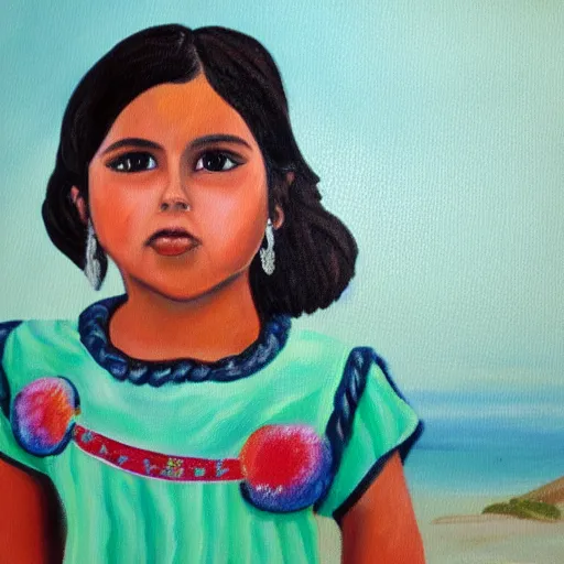 Prompt: painting of a cute roman - mexican girl