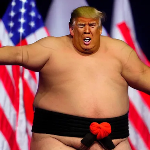 Prompt: Donald Trump as a sumo wrestler