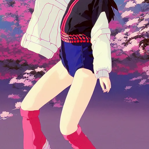 Image similar to a beautiful japanese natalie portman gravure model, wearing oversized native designer bomber jacket and leotard with overalls, bulky poofy bomber jacket with mesoamerican patterns, mesoamerican native street fashion, gapmoe yandere grimdark, trending on pixiv fanbox, painted by greg rutkowski makoto shinkai takashi takeuchi studio ghibli, akihiko yoshida