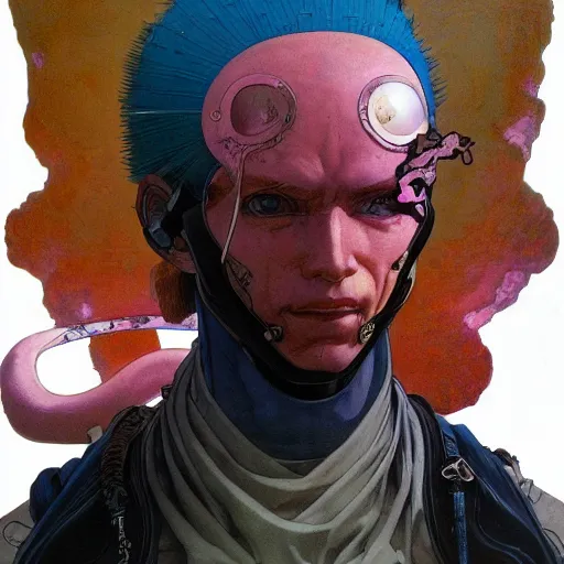 Image similar to prompt : ragnarok stalker portrait soft light painted by james jean and katsuhiro otomo and erik jones, inspired by akira anime, smooth face feature, intricate oil painting, high detail illustration, sharp high detail, manga and anime 1 9 9 9