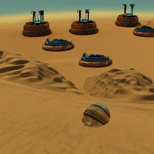 Prompt: dune battle for arrakis multiplayer in the style of ben fiquet