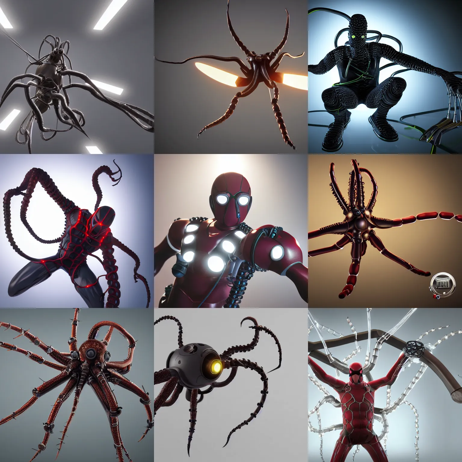 Prompt: still photo of a doctor octopus, studio lighting, unreal engine 5 quality render, photorealistic portrait, highly detailed, bright studio setting, crisp quality and light reflections