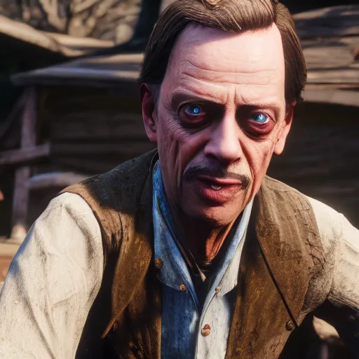 Image similar to Steve buscemi as character in red dead redemption 2, 4k