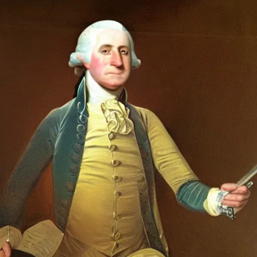 Image similar to eighteenth century oil painting of george washington playing wii sports