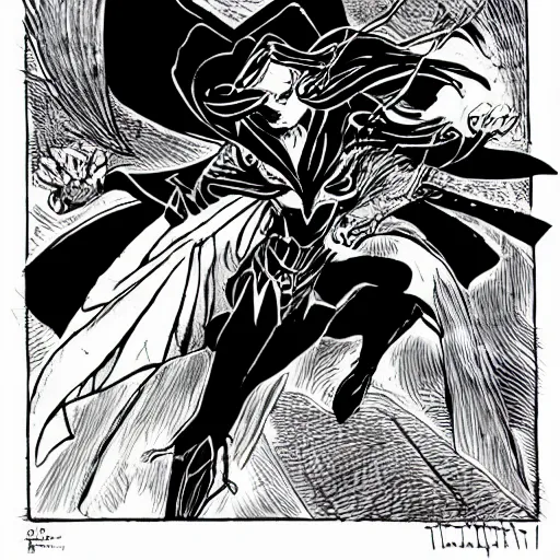 Image similar to a female wizard with wings snarls at her superhero enemy, by todd mcfarlane