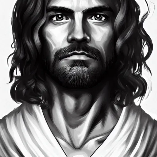 Image similar to jesus christ in a white robe ; character art ; digital art ; by artgerm ; gta v