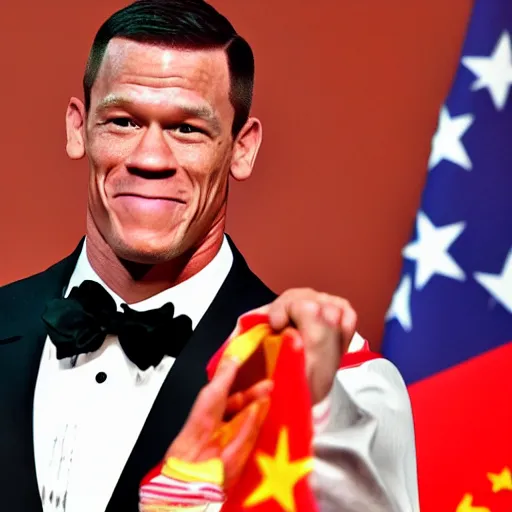 Image similar to john cena accepting responsibility for the chinese invasion of taiwan