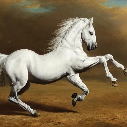 Prompt: a galloping wild horse, by Giuseppe-Castiglione