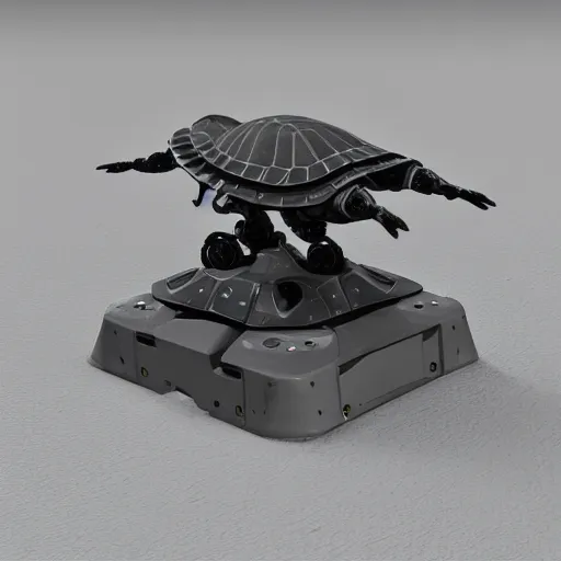 Image similar to hard surface, robotic platform, based on turtle, 6 claws, symmetric, unreal engine