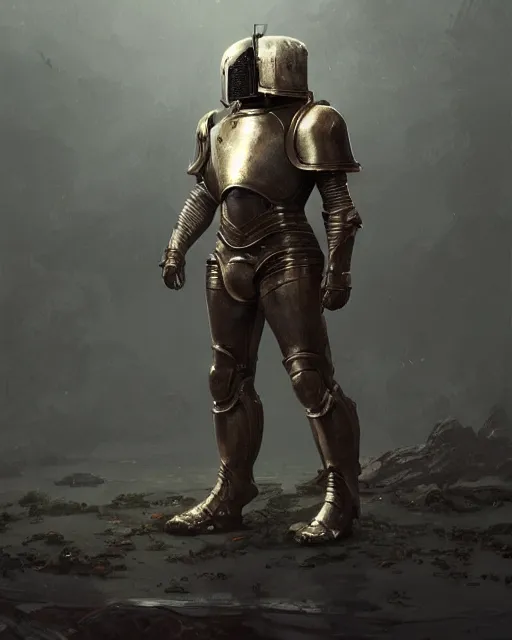 Prompt: Hyper realistic painting of an empty suit of rusty full plate armour animated by magic, dark fantasy, fantasy armor, hyper detailed, by greg rutkowski, trending on artstation