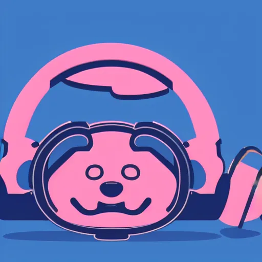 Image similar to iconic vector logo of cute cuddly pink bear with a podcast microphone, melodic, headphones, music, streaming, dreamy, isometric, adorable, octane render, golden ratio, 4k UHD, iconic design