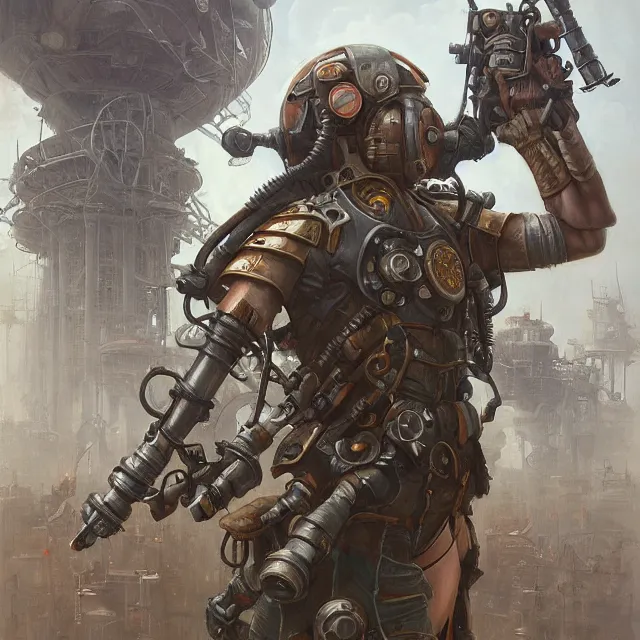 Image similar to dieselpunk warrior, industrial sci - fi, by mandy jurgens, ernst haeckel, james jean