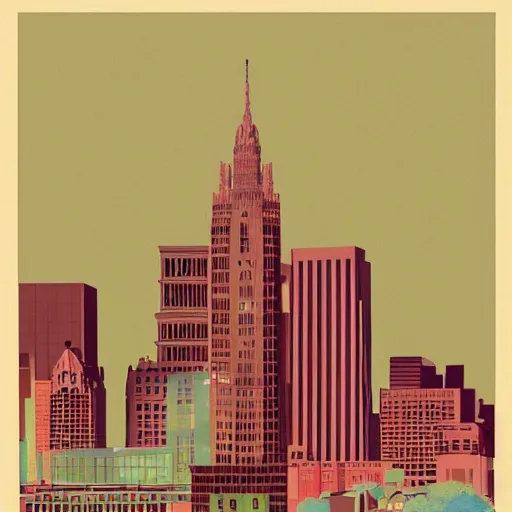 Image similar to a beautiful illustration of Columbus Ohio by James gilleard, geometric lines