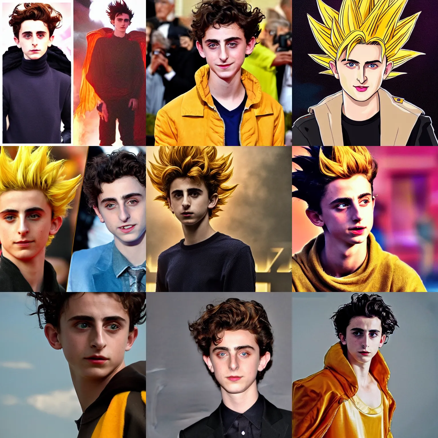 Prompt: timothee chalamet as a super saiyan