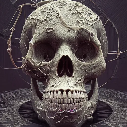 Image similar to portrait_of_a_melting_skull._intricate_abstract._intricate_artwork._by_Tooth_Wu_wlop_beeple_dan_mumford._octane_render_trending_on_artstat