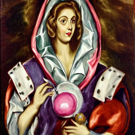 Prompt: A bubblegum adventurecore oil painting by El Greco featuring Bearbots