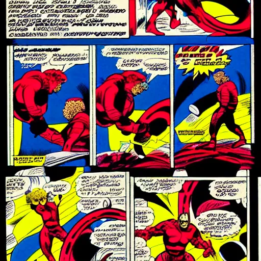 Prompt: A Marvel comic book page drawn by John Byrne