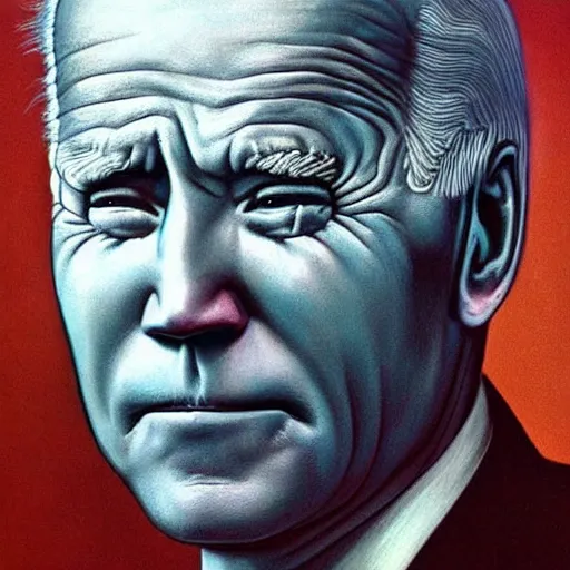 Image similar to surreal liminal space campaign poster of Joe Biden!!!!!!! by Odd Nordrum!!!!!!! and Zdzisław Beksiński