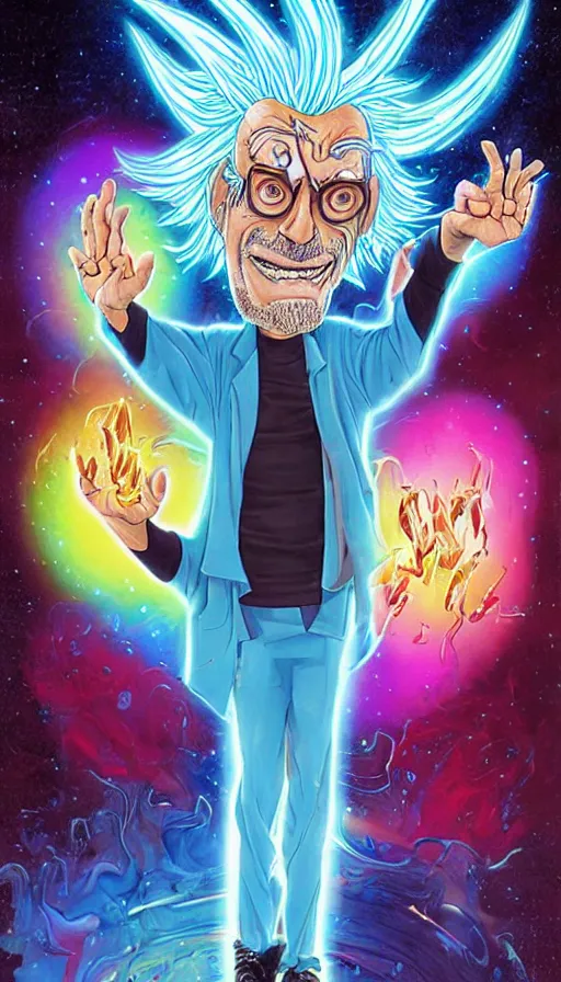 Image similar to Christopher Lloyd as Rick Sanchez by Noriyoshi Ohrai and Lisa Frank