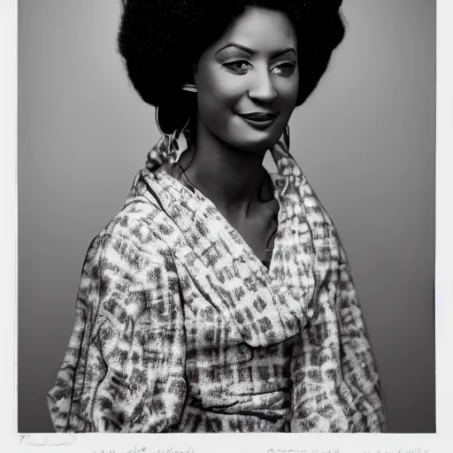 Prompt: photo of an afro woman in the style of george hurrell