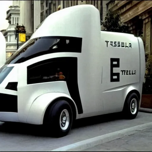 Prompt: tesla cybertruck in back to the future