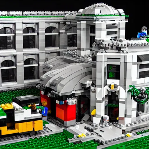 Image similar to mar - a - lago fbi raid lego set, 8 k, unreal engine, ultra hd, highly detailed, intricate