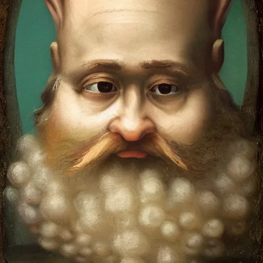 Image similar to Renaissance painting portrait of a gnome