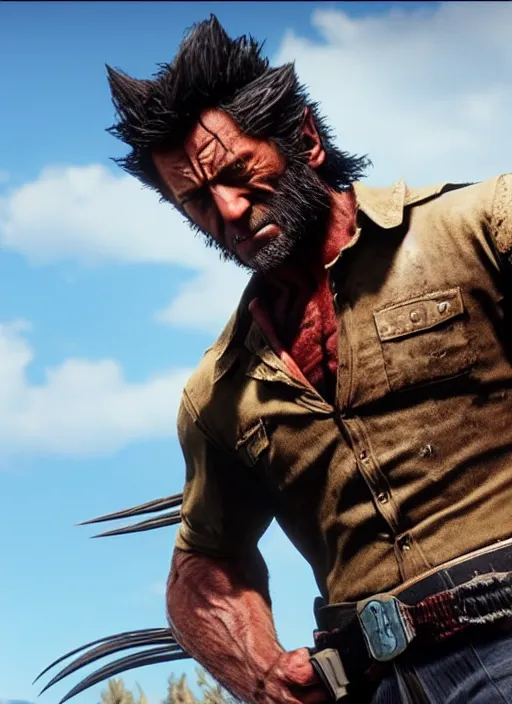 Image similar to film still of wolverine in red dead redemption 2 ( 2 0 1 8 video game )