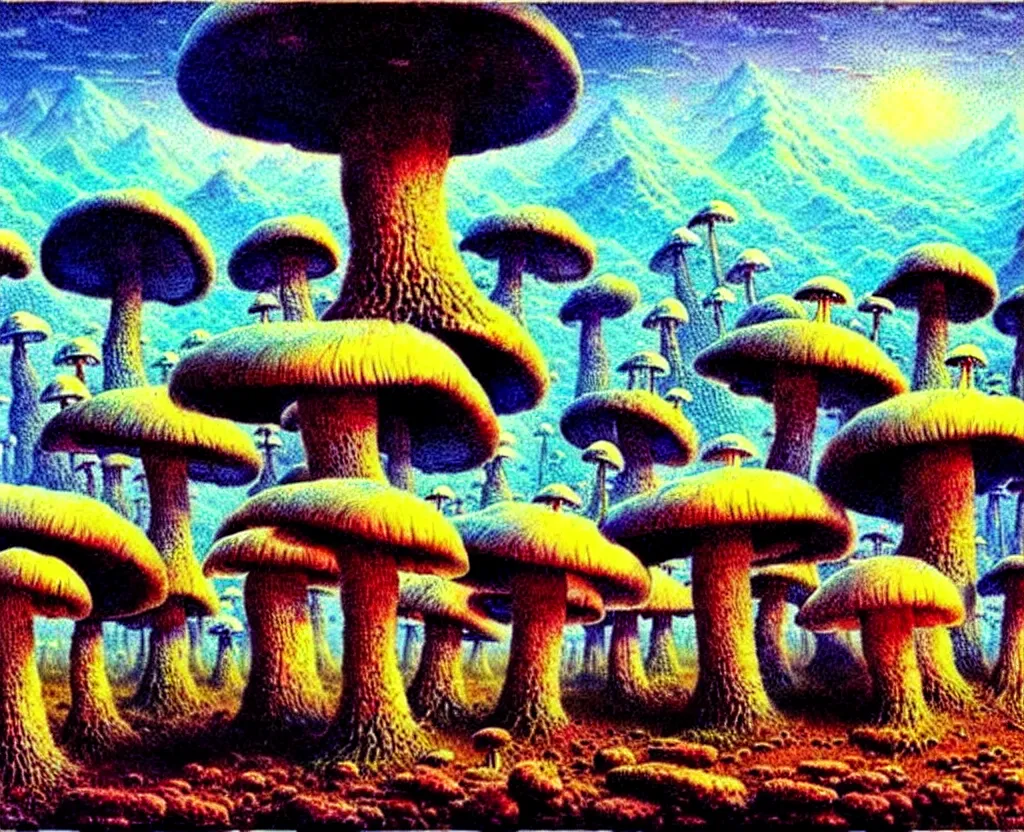 Image similar to amazing mushroom landscape by bruce pennington,