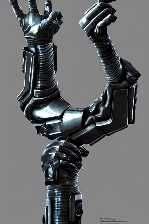 Image similar to a cyberpunk dark metallic arm prosthesis realistic proportions, electric, close look, anatomically correct hand and fingers, sci - fi, rpg, digital painting, artstation, concept art, smooth, 8 k frostbite 3 engine, ultra detailed