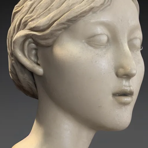 Prompt: a delicate renaissance marble sculpture of a !female !!face , covered with !!!!!veil, subsurface scattering, global illumination, physically based rendering, photorealistic