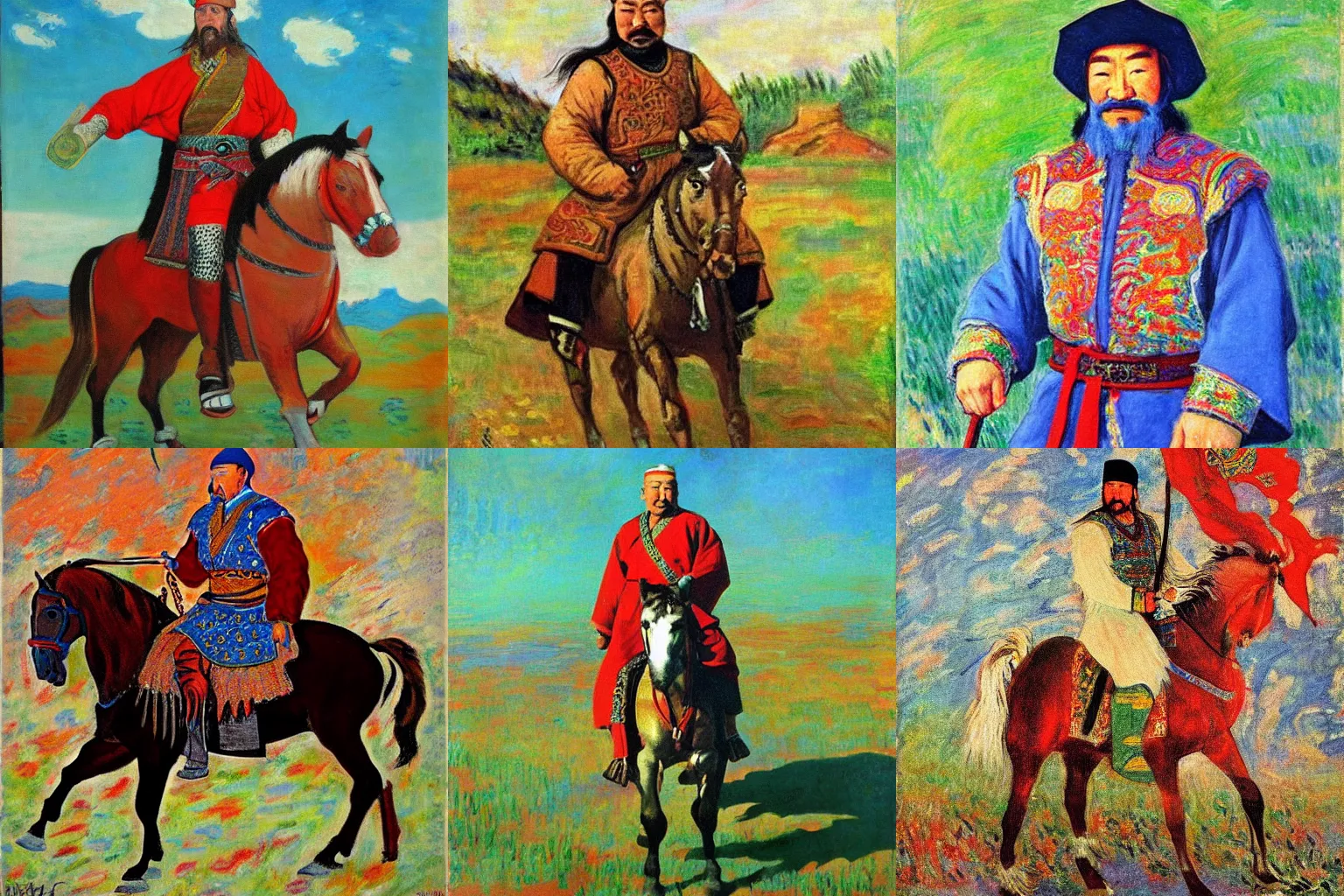 Prompt: genghis khan in the style of monet
