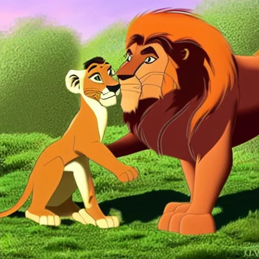 Image similar to askari scar battling the lion King Simba