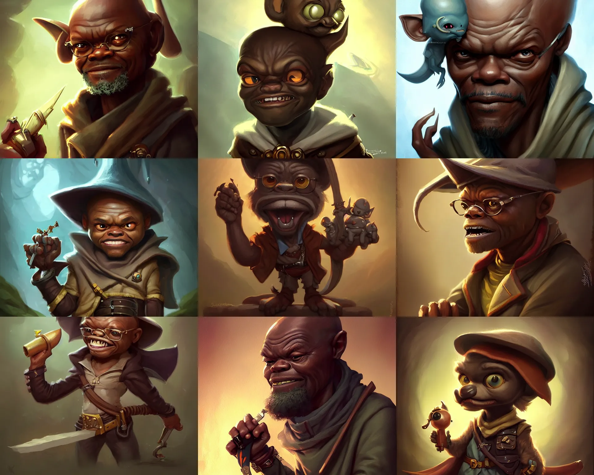 Prompt: cute little anthropomorphic samuel l. jackson cute and adorable, pretty, beautiful, dnd character art portrait, matte fantasy painting, deviantart artstation, by jason felix by steve argyle by tyler jacobson by peter mohrbacher, cinema