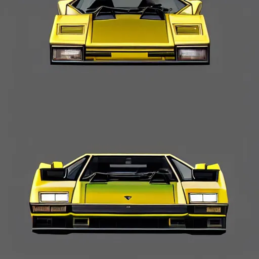 Image similar to colourful vfx art of a 1 9 8 0 lamborghini countach, art by utagawa kunisada & james jean, volumetric light, ray tracing, unreal engine, octane 3 d render, sharp, detailed, digital painting, illustration, highly detailed, intricate detail, pinterest, behance, art station,