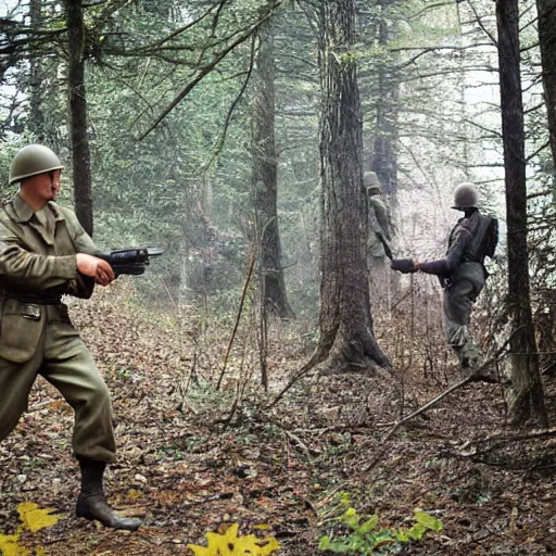 Image similar to ww 2 encounter in the woods